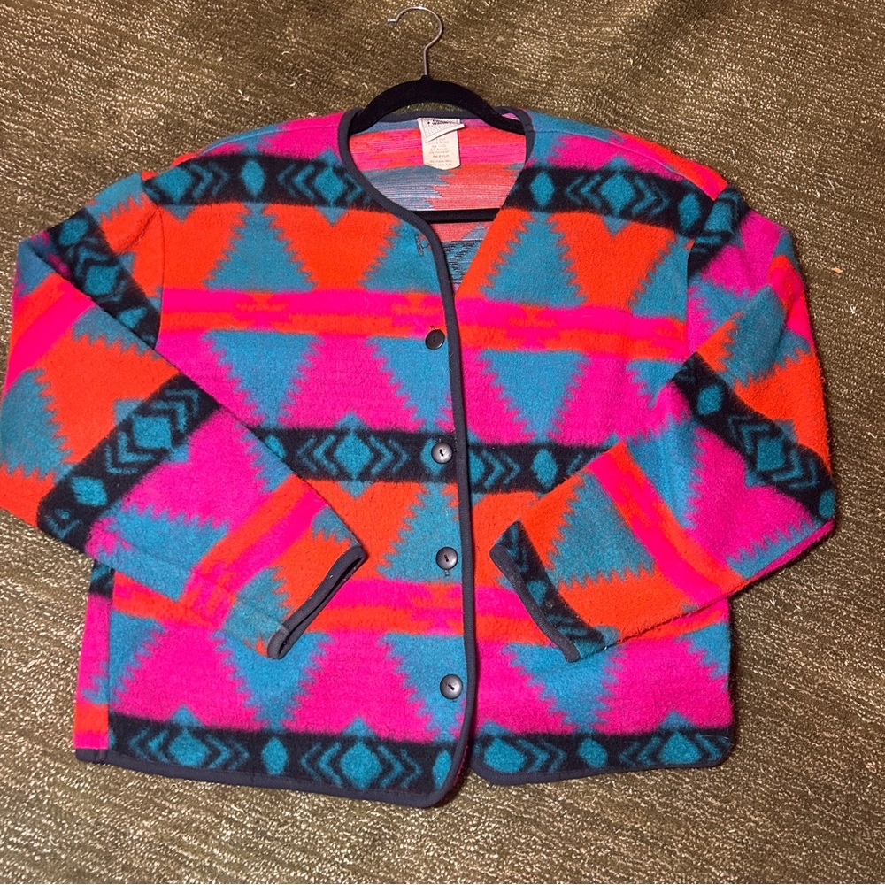 Vintage Button up Sweater David Wayne Aztec, Size Medium